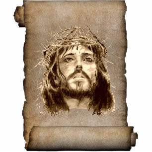 Jesus Christ Crown of Thorns on Scroll Statuette