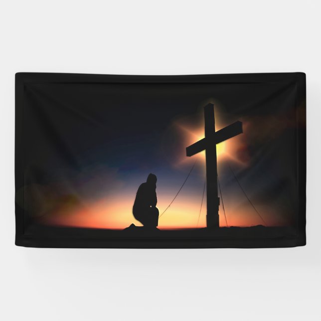 Jesus Christ Crucifixion Cross Banner (Horizontal)