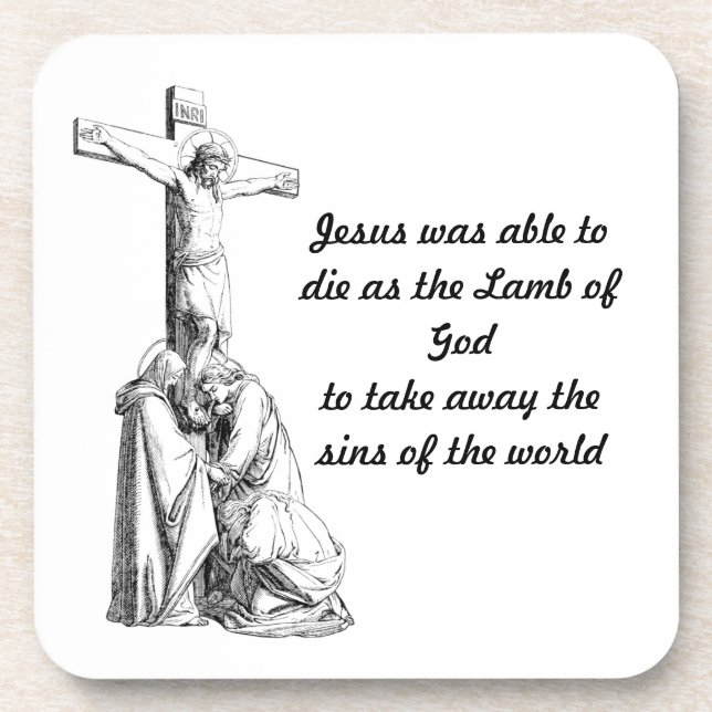  Jesus Christ Crucifixion cross Bible Quotes   Beverage Coaster (Front)