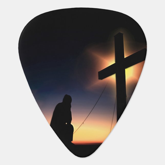 Jesus Christ Crucifixion Cross Guitar Pick (Front)