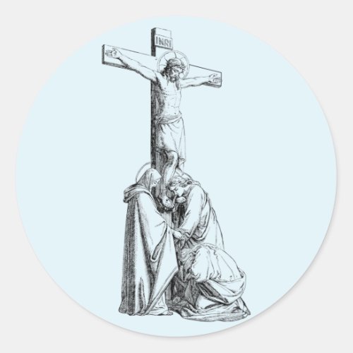  Jesus Christ Crucifixion cross Illustration art Classic Round Sticker