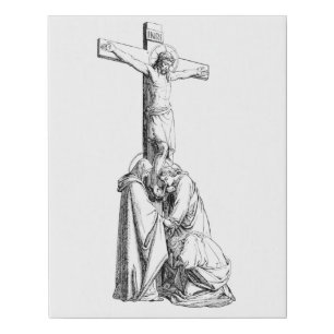 Jesus Christ Crucifixion cross Illustration art Faux Canvas Print