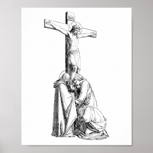 Jesus Christ Crucifixion cross Illustration art Poster