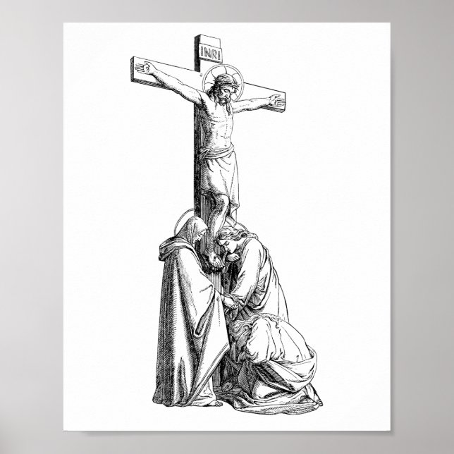 Jesus Christ Crucifixion cross Illustration art Poster (Front)