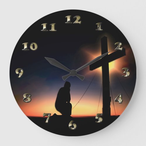 Jesus Christ Crucifixion Cross Large Clock