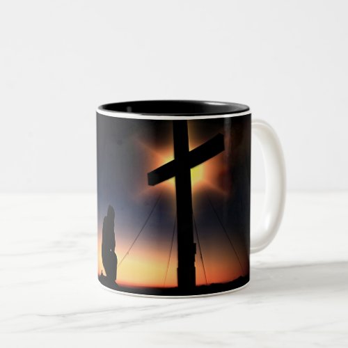 Jesus Christ Crucifixion Cross Two_Tone Coffee Mug