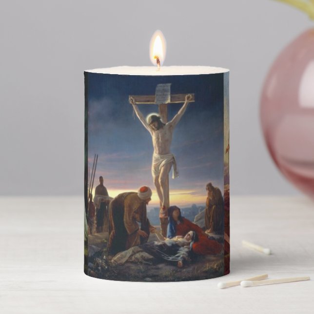 Jesus Christ Crucifixion Resurrection Gethsemane  Pillar Candle (In Situ)