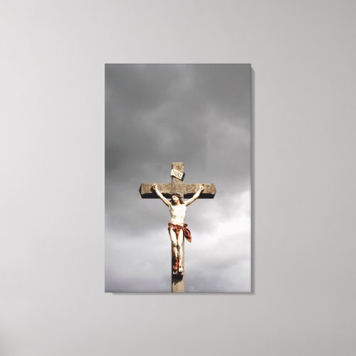 Jesus Christ crucifixion sculpture Canvas Print
