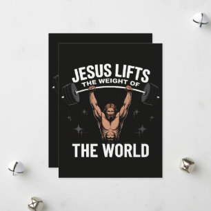 Jesus Christ Deadlifting Holiday Card
