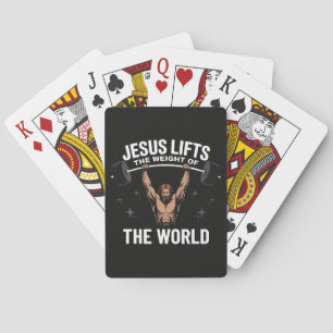 Jesus Christ Deadlifting Poker Cards