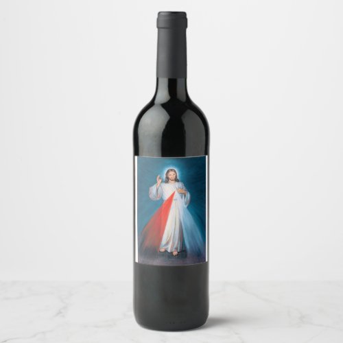 Jesus Christ Divine Mercy Sacred Heart of Jesus Wine Label
