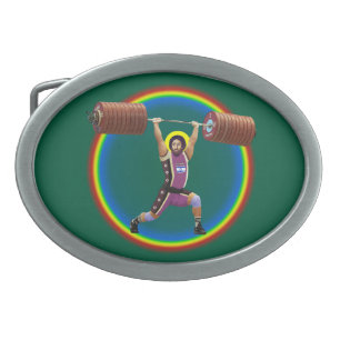 Jesus Christ doing the Clean and Jerk Belt Buckle