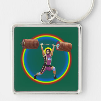 Jesus Christ doing the Clean and Jerk Keychain
