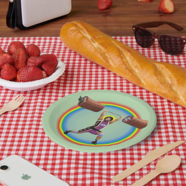 Jesus Christ doing the Clean and Jerk Paper Plates (Picnic)