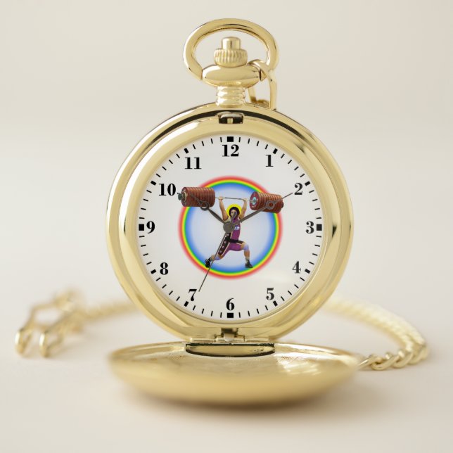 Jesus Christ doing the Clean and Jerk Pocket Watch (Inside)