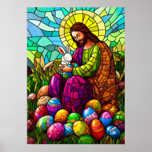 Jesus Christ Easter Stained Glass Poster