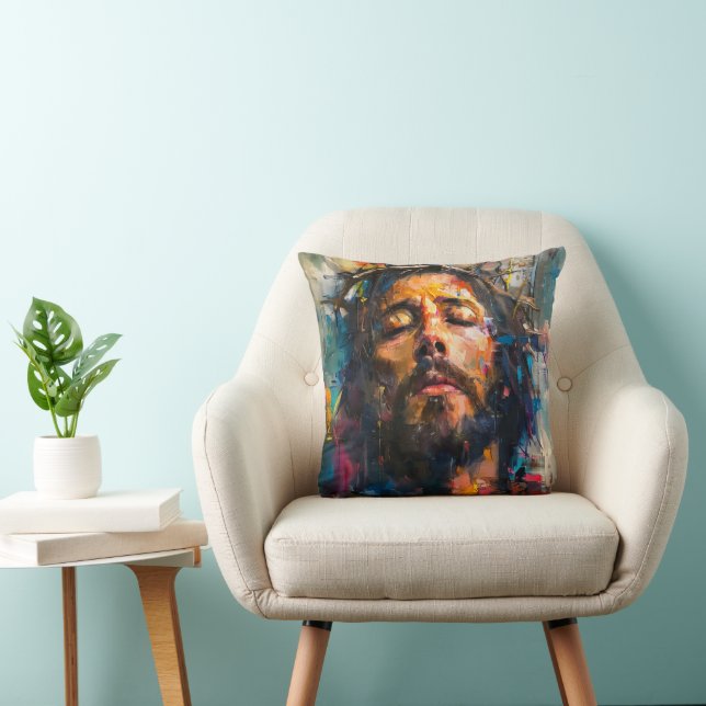 Jesus Christ Expressionism Throw Pillow (Chair)