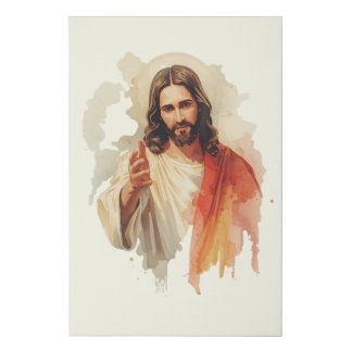 Jesus christ Extending Hands Water color painting Faux Canvas Print