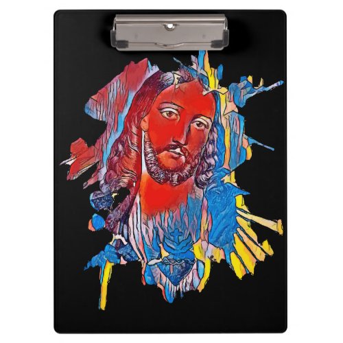 Jesus Christ Face sacred heart Abstract art Clipboard