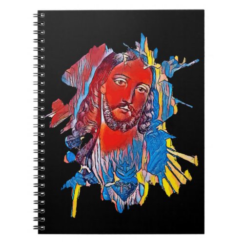 Jesus Christ Face sacred heart Abstract art Notebook