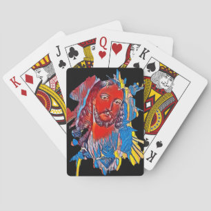 Jesus Christ Face sacred heart Abstract art Poker Cards