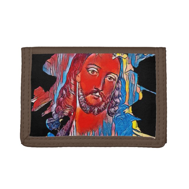 Jesus Christ Face sacred heart Abstract art Trifold Wallet (Front)