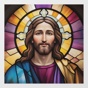Jesus Christ Faux Stained Glass Window Cling