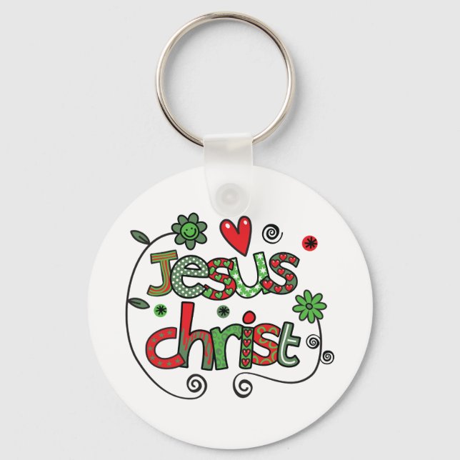 Jesus Christ Festive Christian Typography Keychain (Front)