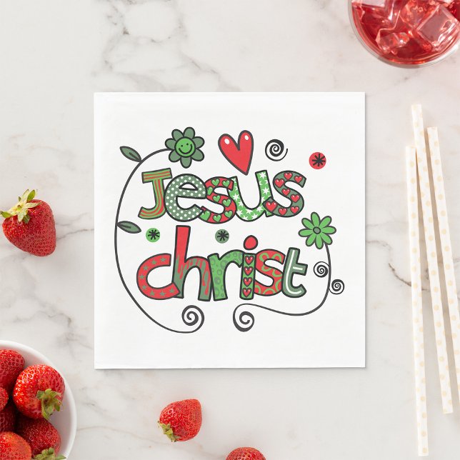 Jesus Christ Festive Christian Typography Napkins (Creator Uploaded)
