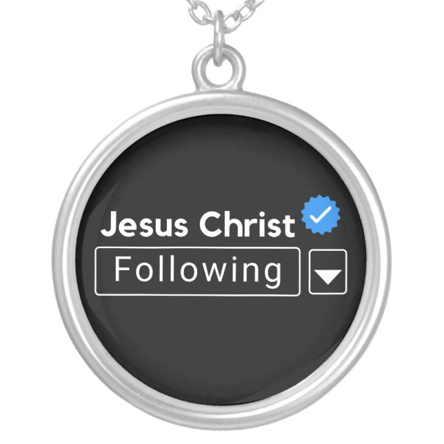 Jesus Christ Following Bible Verse Christian Faith Silver Plated Necklace (Front)