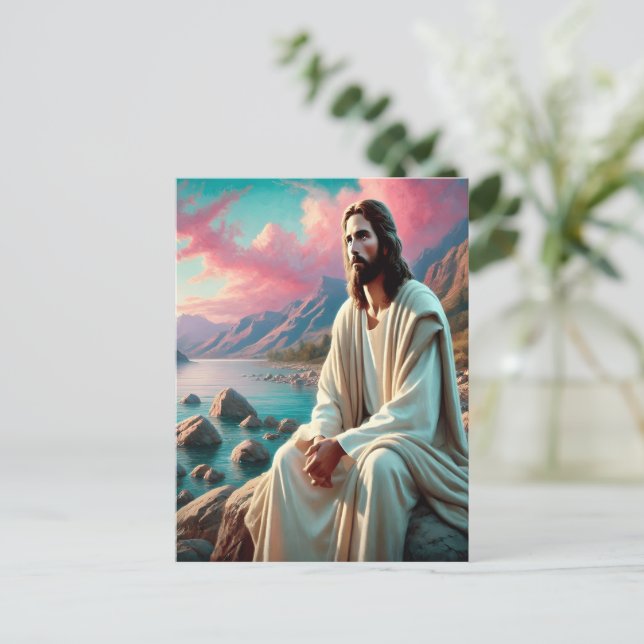 Jesus Christ Gazing Toward Heavenly Horizon Postcard (Standing Front)