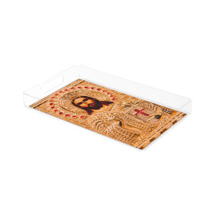 Jesus Christ golden icon Acrylic Tray