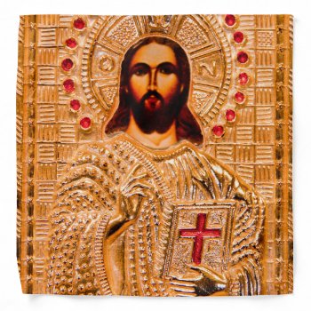 Jesus Christ Golden Icon Bandana by hildurbjorg at Zazzle