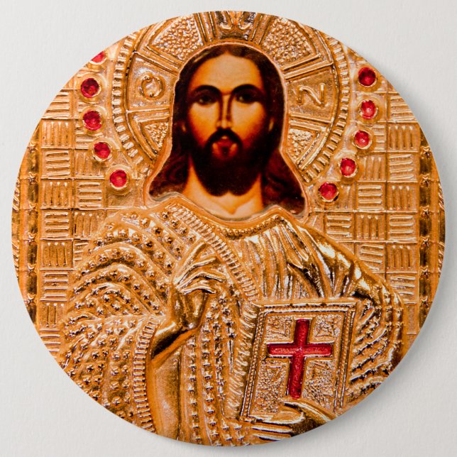 Jesus christ golden icon button (Front)