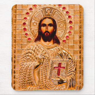 Jesus christ golden icon mouse pad