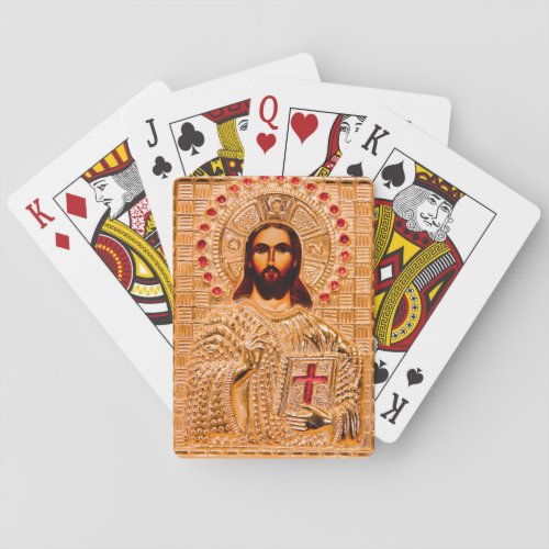 Jesus christ golden icon playing cards