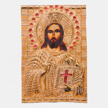 Jesus Christ Golden Icon Towel by hildurbjorg at Zazzle