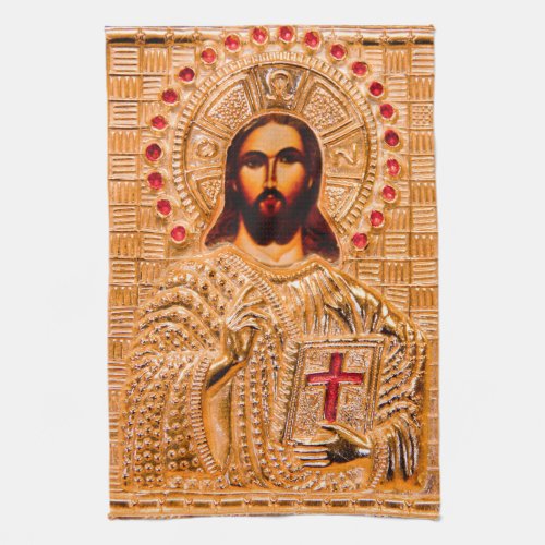 Jesus christ golden icon towel