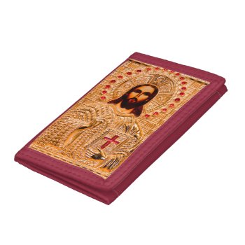 Jesus Christ Golden Icon Tri-fold Wallet by hildurbjorg at Zazzle