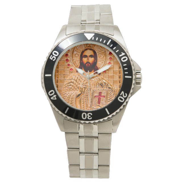 Jesus christ golden icon watch (Front)