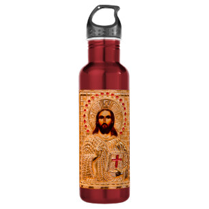 Jesus christ golden icon water bottle