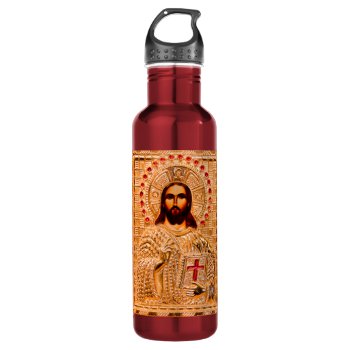 Jesus Christ Golden Icon Water Bottle by hildurbjorg at Zazzle