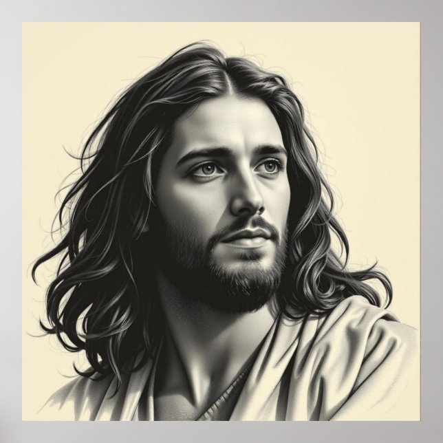  Jesus Christ – Handcrafted Charcoal Portrait Poster (Front)