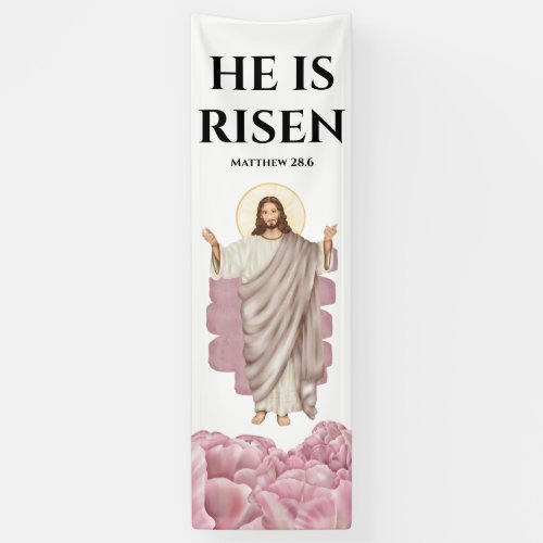 Jesus Christ he is risen heavenly being Banner