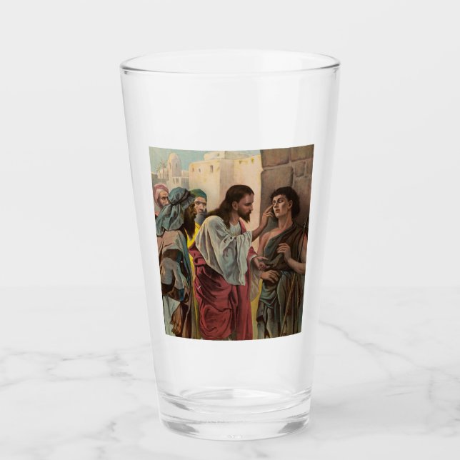 Jesus Christ healing the blind man Glass (Front)