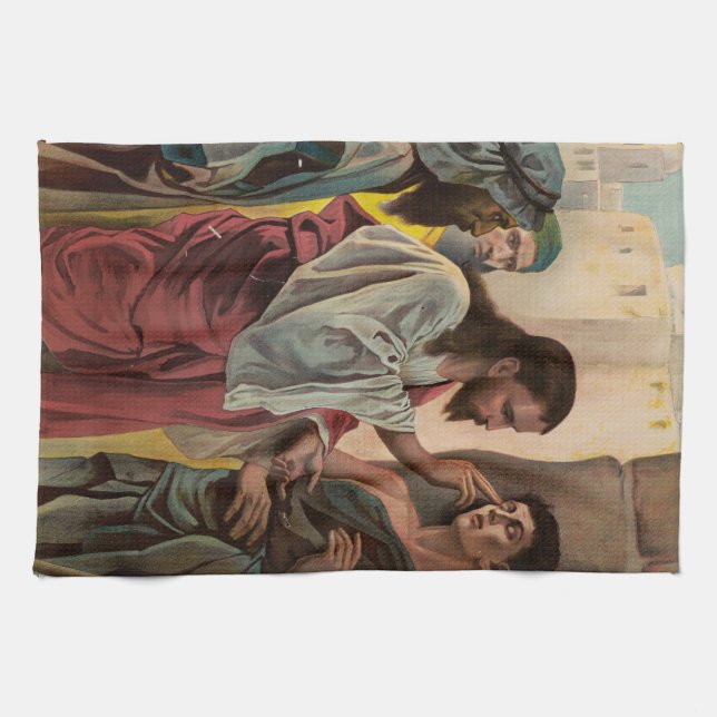 Jesus Christ healing the blind man Kitchen Towel (Horizontal)