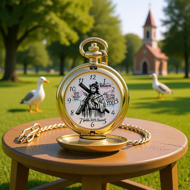 Jesus Christ Holding A Cross Pocket Watch (Creator Uploaded)