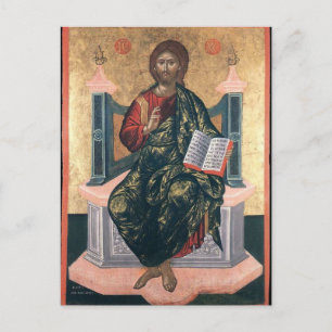 Jesus Christ Holding the Gospels Orthodox Icon Postcard