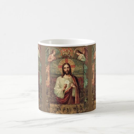 Jesus Christ holding the Host Angels Coffee Mug | Zazzle