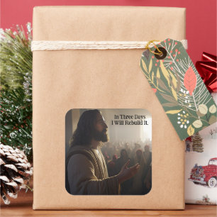Jesus Christ In The Temple Chosen Custom Text Square Sticker